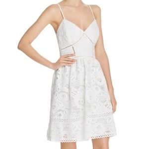 Aqua White Lace Mini Dress